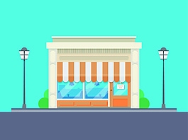 扁平便利店插畫