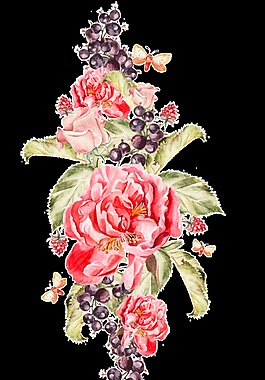 盛開花叢卡通透明素材