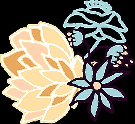 金黃花葉卡通透明素材