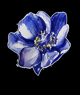 海藍花蕾卡通透明素材