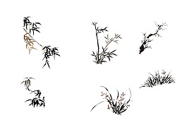 創(chuàng)意中國風(fēng)植物png元素素材