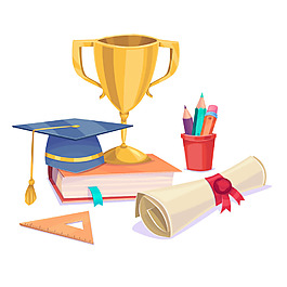 卡通獎杯帽子png元素素材