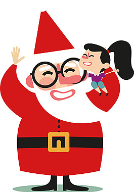 開心的卡通圣誕老人元素