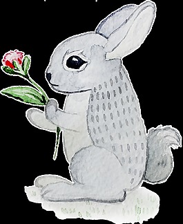 灰色兔子卡通透明素材