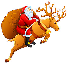 騎著麋鹿的圣誕老人元素圖