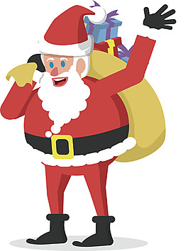 準備派禮物卡通圣誕老人元素