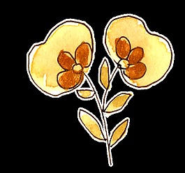 黃葉花枝卡通透明素材