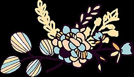 油墨花叢卡通透明素材