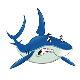 卡通兇惡鯨魚png元素素材