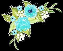 藍色系油畫花卉卡通透明素材