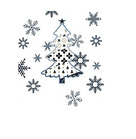 白色雪花圣誕樹元素