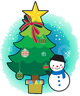 卡通雪人圣誕樹元素