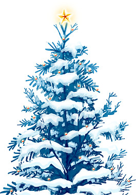 藍色雪枝圣誕樹元素
