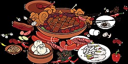 手繪中國料理美味食物png透明素材