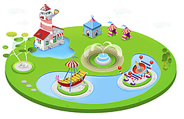 卡通圓形娛樂場png元素素材