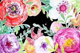 缤纷时尚花卉卡通透明素材