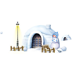 卡通冬季雪屋png元素素材