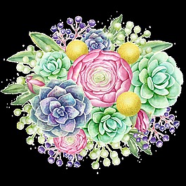 高貴花卉卡通透明素材