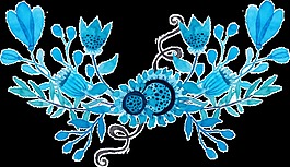 春意藍色花卉卡通透明素材