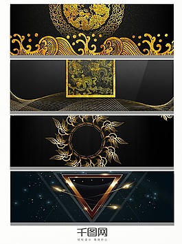 海浪圓弧黑金banner