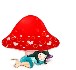 卡通蘑菇女孩元素