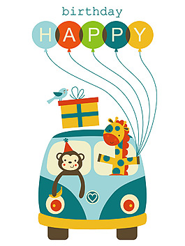 卡通汽車生日元素