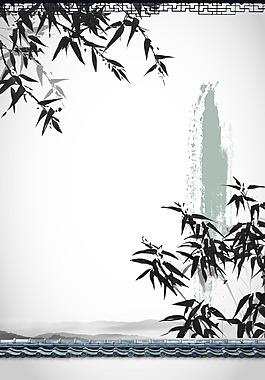 精美水墨竹子背景設計
