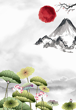 精美中國風荷花背景設計
