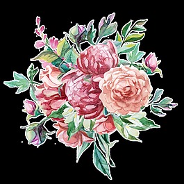 白紅花叢卡通透明裝飾素材