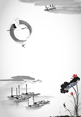 簡約中國風(fēng)水墨荷花背景設(shè)計