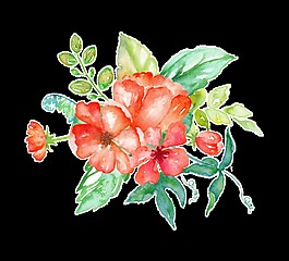 紅斑花叢卡通透明裝飾素材