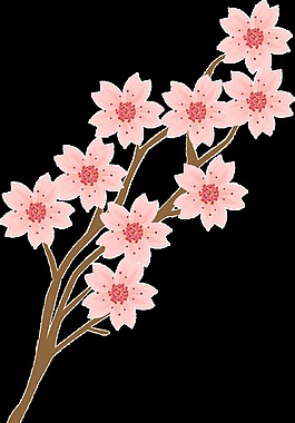 粉花枝柳卡通透明裝飾素材