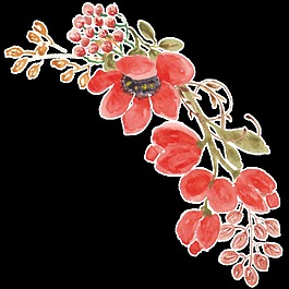 紅花燈籠卡通透明裝飾素材