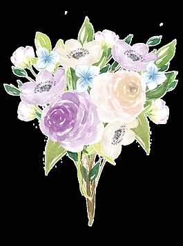 浪漫手捧花卡通透明裝飾素材
