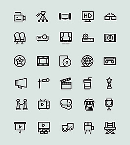 電影元素圖標(biāo)集sketch素材