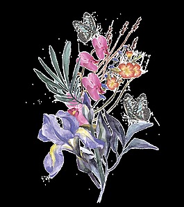 手繪紫色鳶尾花png透明素材