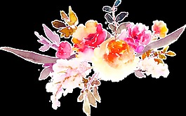 淡紅花叢卡通透明裝飾素材