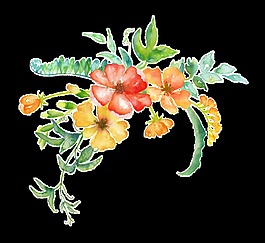 燦爛花葉卡通透明裝飾素材