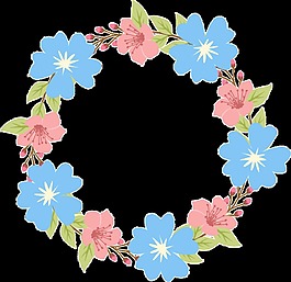 天藍(lán)花圈卡通透明裝飾素材