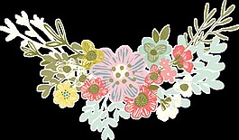 水彩花叢卡通透明裝飾素材