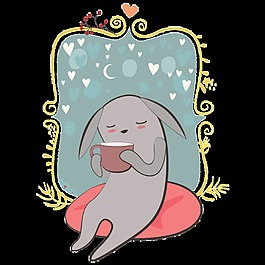 喝水兔子通透明裝飾素材