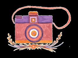 紅磚相機(jī)卡通透明裝飾素材