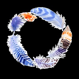 藍(lán)紋羽毛卡通透明裝飾素材