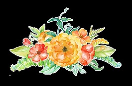 金秋花蕾卡通透明裝飾素材
