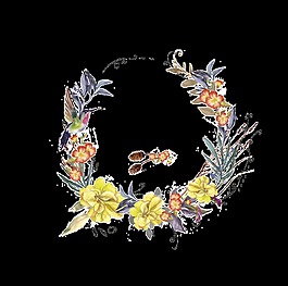 手繪春季黃色花png透明素材