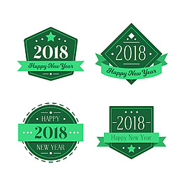 2018綠色新年快樂(lè)標(biāo)簽設(shè)計(jì)