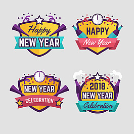 多款2018新年快樂標簽設計