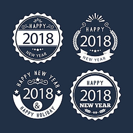 2018新年圓形字體標簽設計