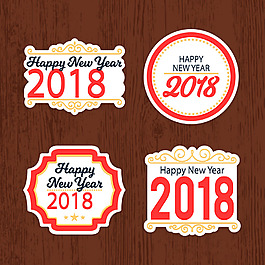 紅色2018新年標簽設計