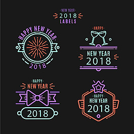 簡約新年快樂標簽元素